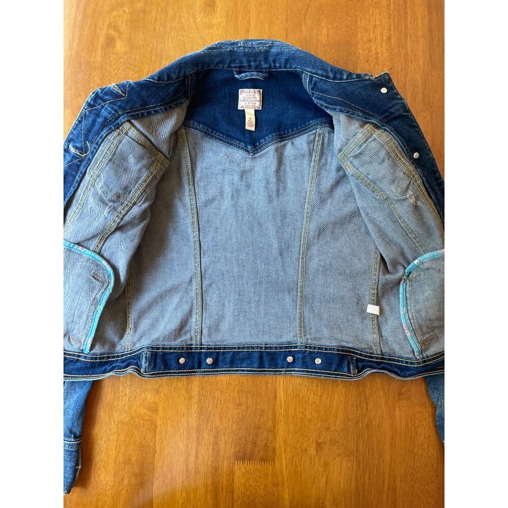 Vintage Abercrombie & Fitch Denim Jacket S Y2K Distressed Grunge - Picture 7 of 12